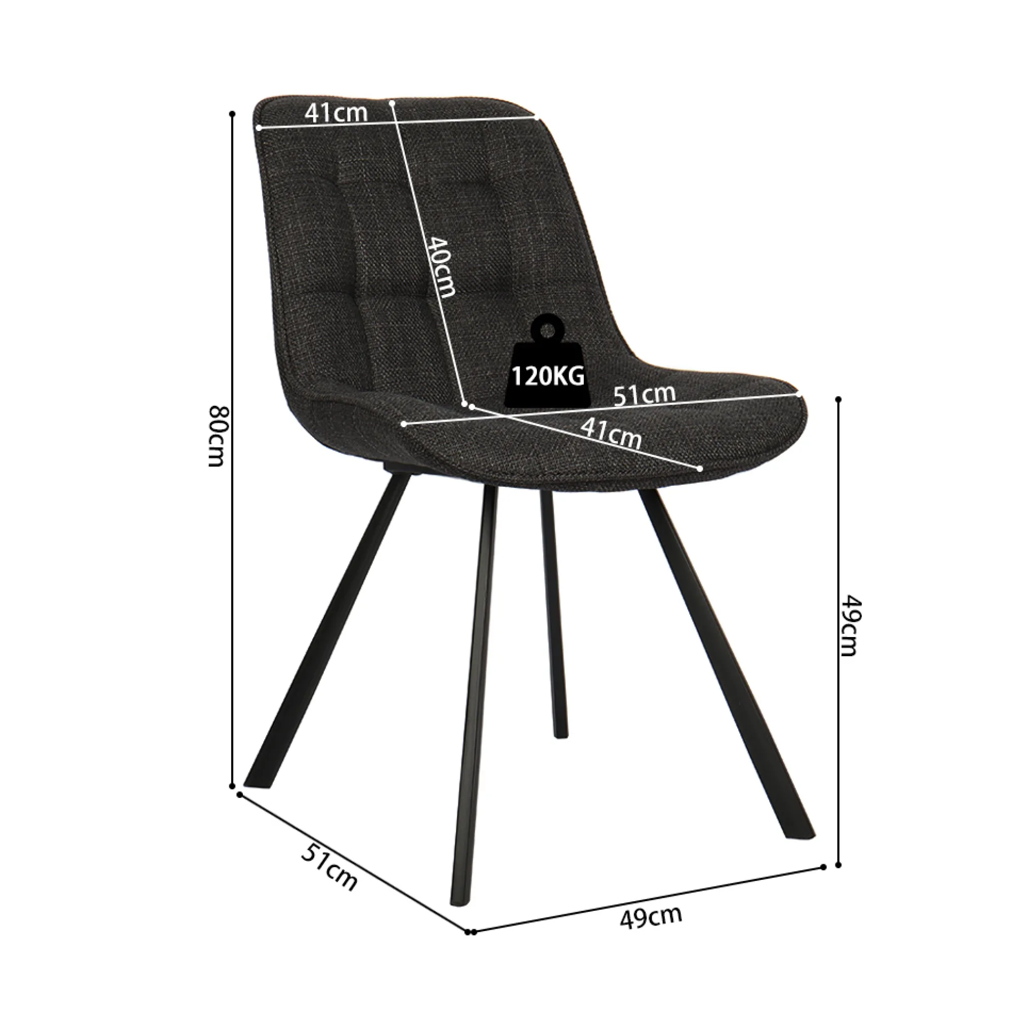 Eetkamerstoelen^Huisenthuis Stoel Johanna Donkergrijs – Set van 2
