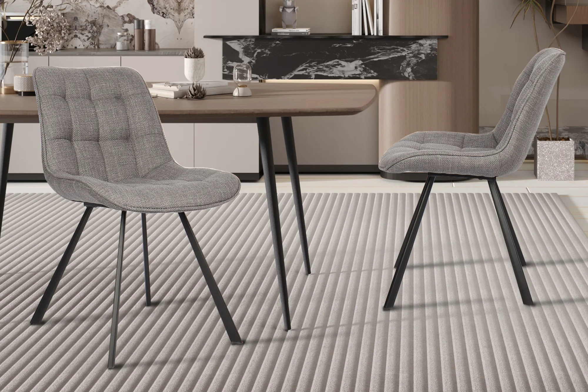 Eetkamerstoelen^Huisenthuis Stoel Johanna Lichtgrijs – Set van 2