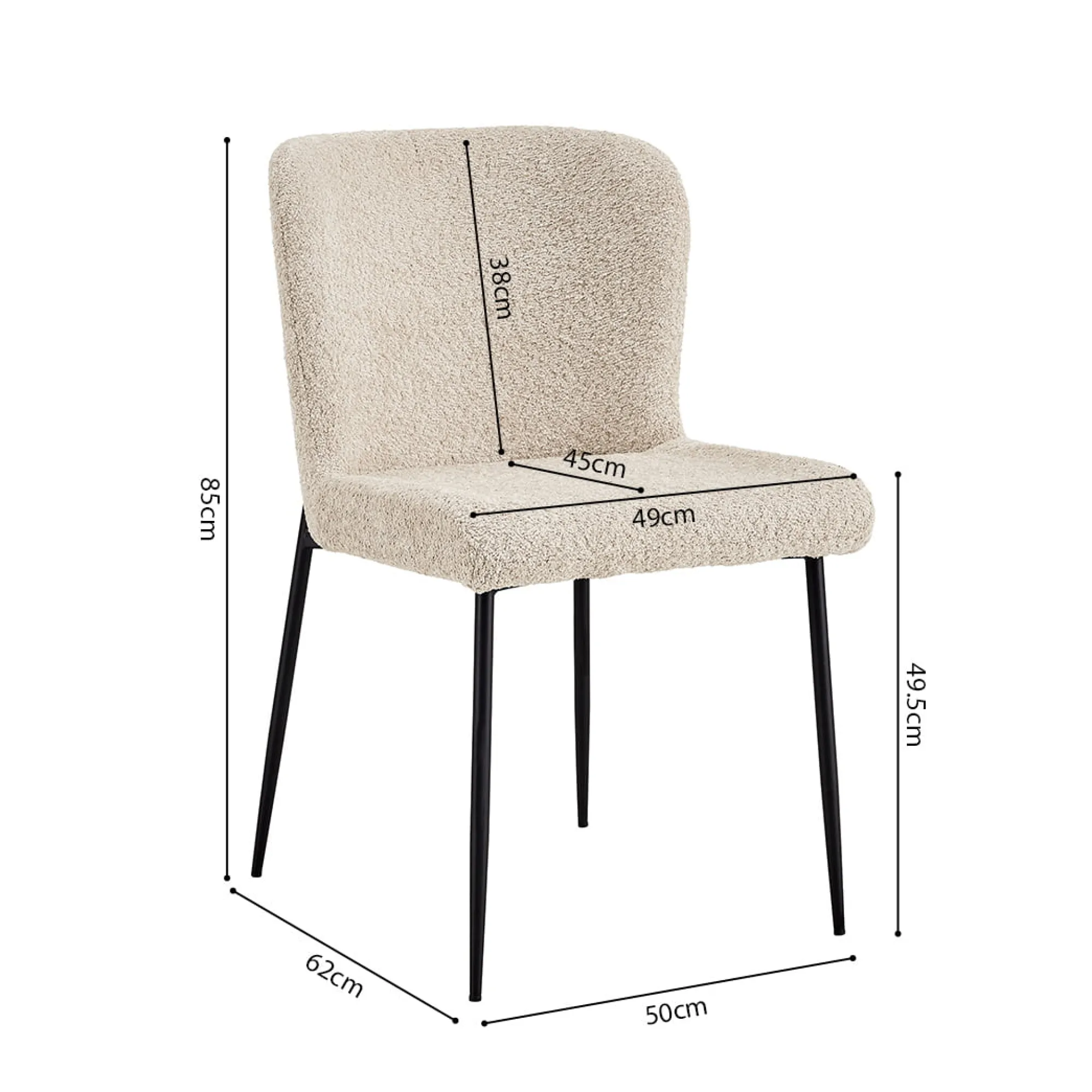 Eetkamerstoelen^Huisenthuis Stoel Jolie Bouclé – Set van 2 Beige