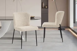 Eetkamerstoelen^Huisenthuis Stoel Jolie Bouclé – Set van 2 Beige