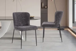 Eetkamerstoelen^Huisenthuis Stoel Jolie Bouclé – Set van 2 Donkergrijs