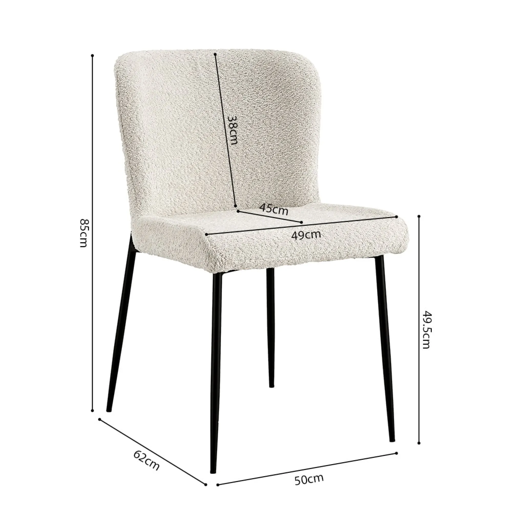 Eetkamerstoelen^Huisenthuis Stoel Jolie Bouclé – Set van 2 Ecru