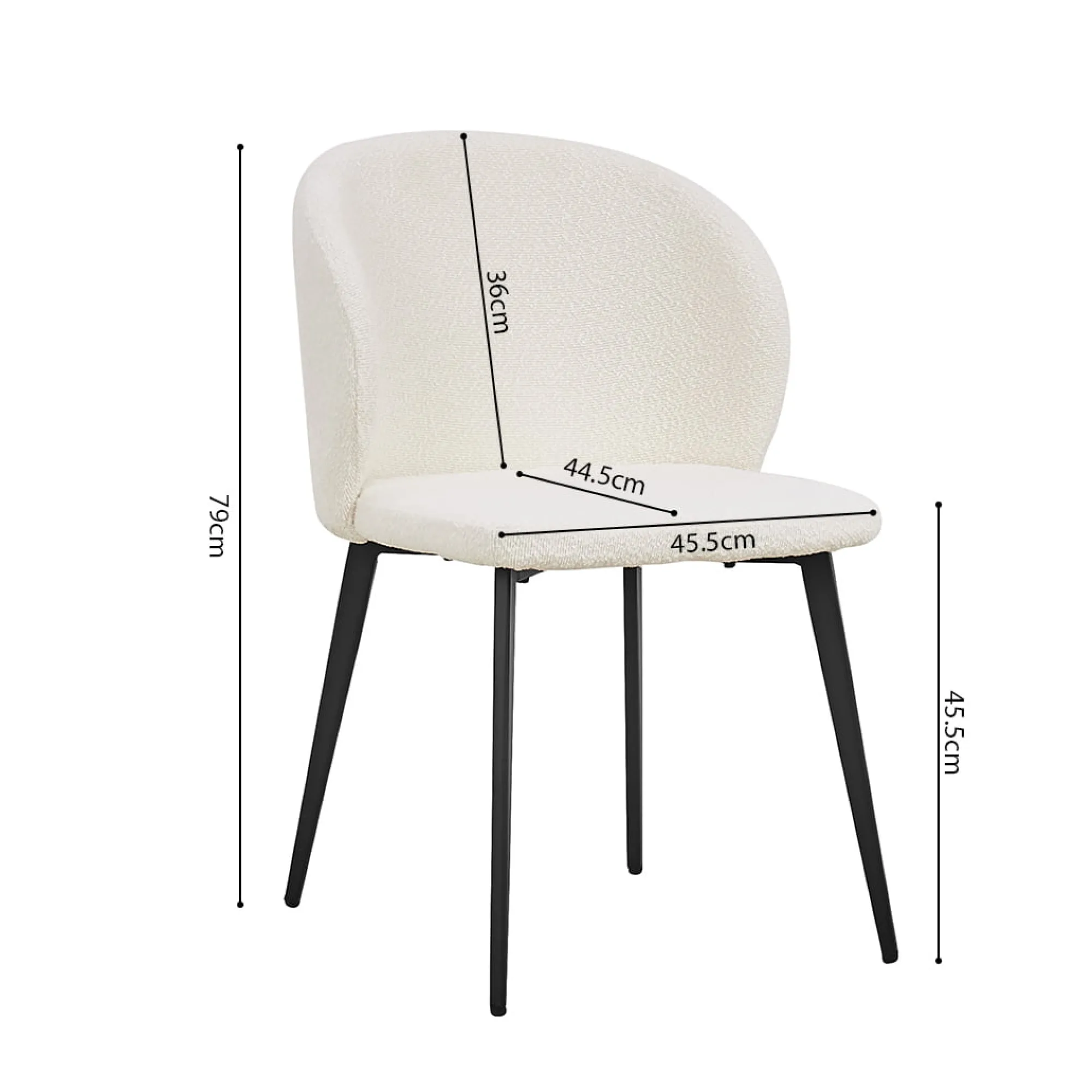 Eetkamerstoelen^Huisenthuis Stoel Lena Bouclé – Set van 2 Wit