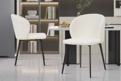 Eetkamerstoelen^Huisenthuis Stoel Lena Bouclé – Set van 2 Wit