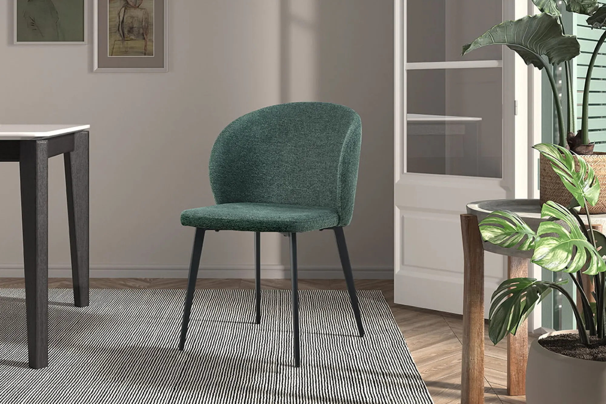 Eetkamerstoelen^Huisenthuis Stoel Lena – Set van 4 Groen