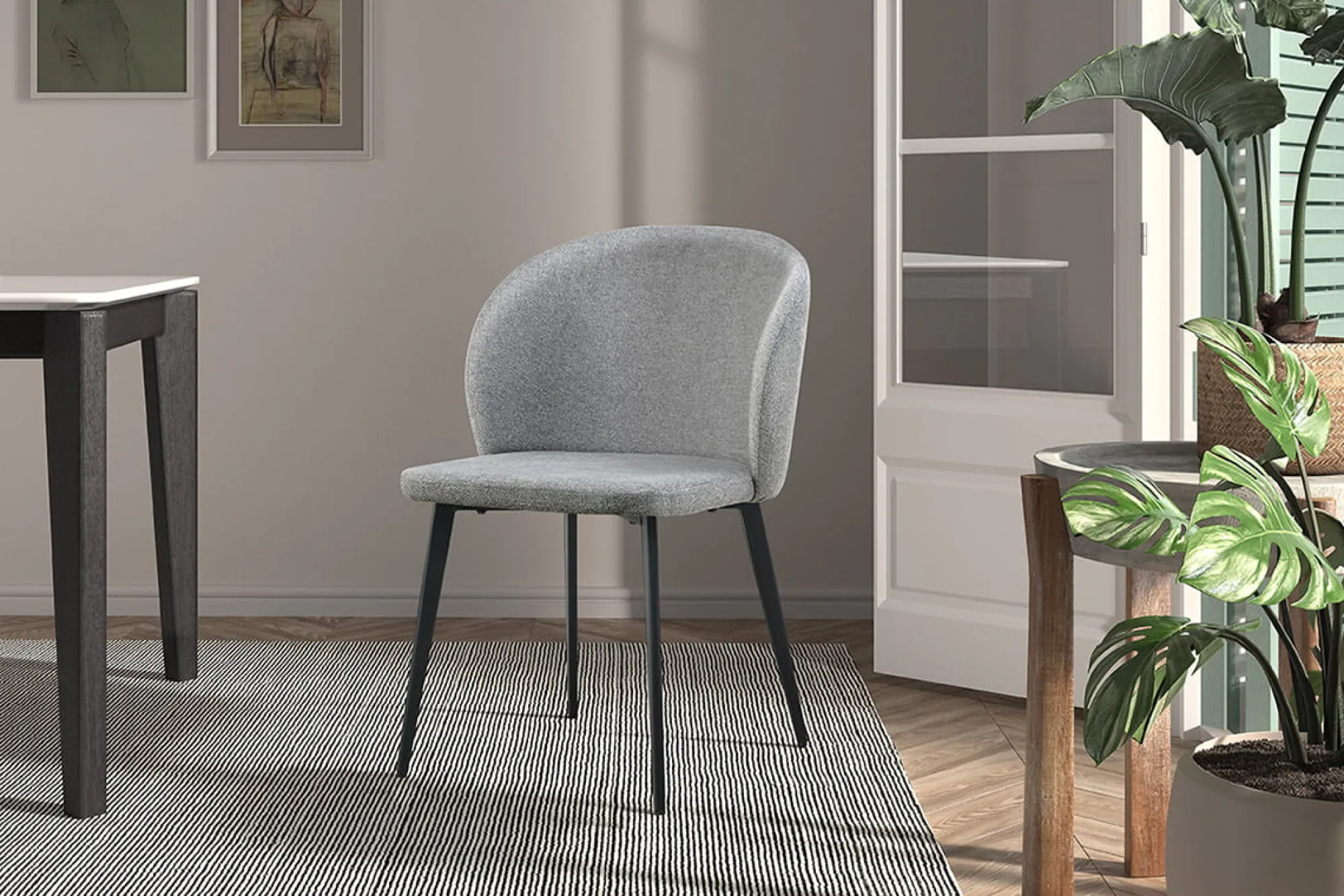 Eetkamerstoelen^Huisenthuis Stoel Lena – Set van 4 Lichtgrijs