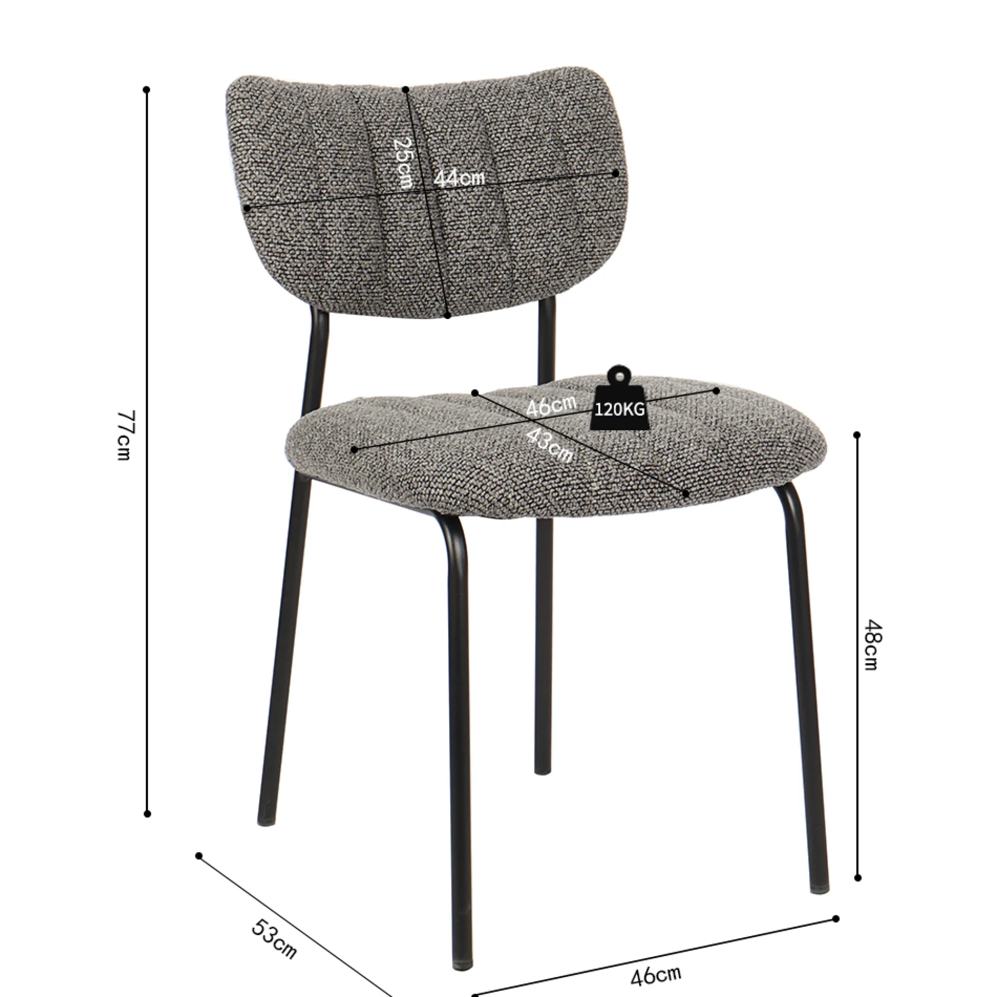 Eetkamerstoelen^Huisenthuis Stoel Lidy Donkergrijs – Set van 2
