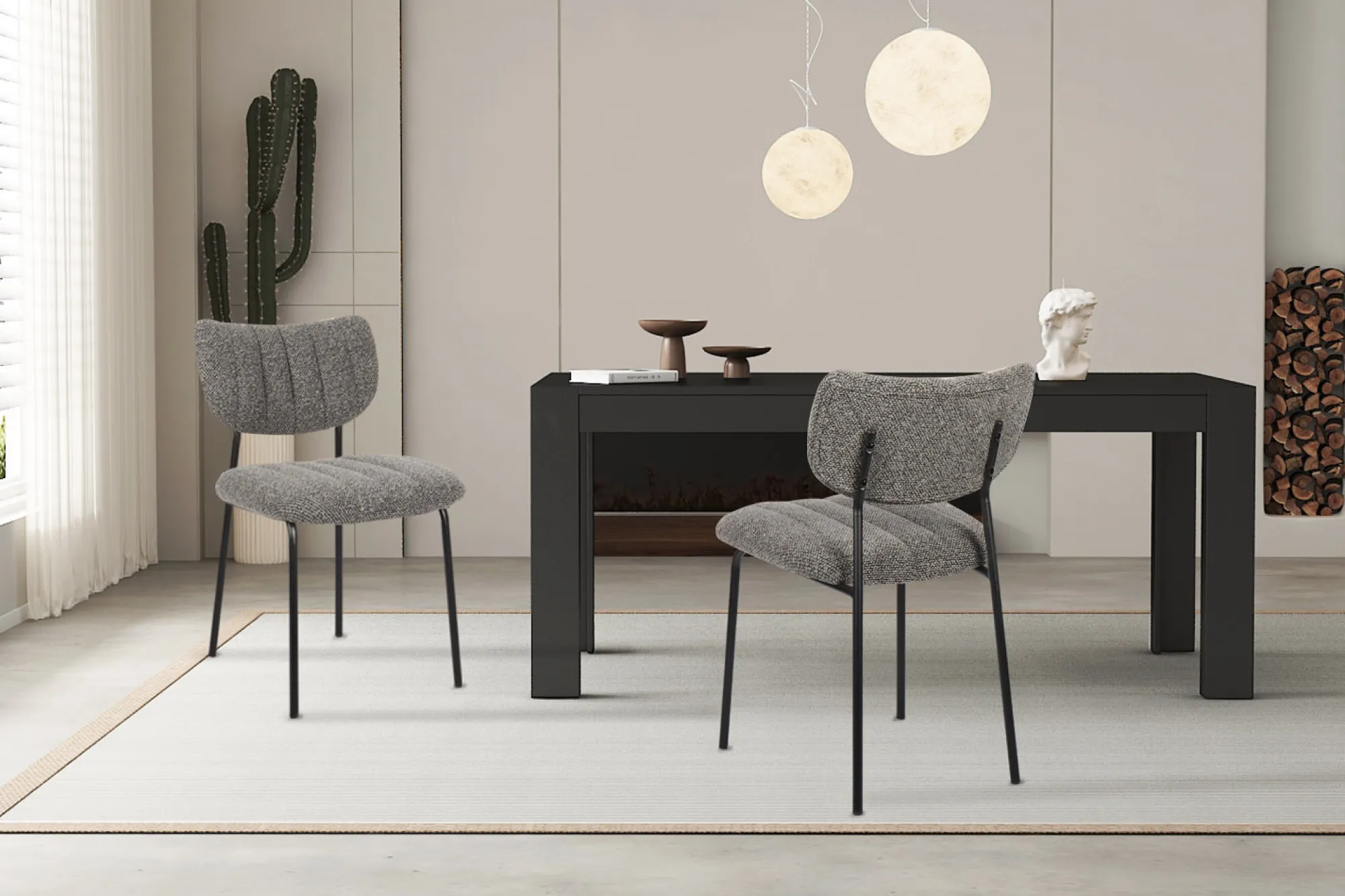 Eetkamerstoelen^Huisenthuis Stoel Lidy Donkergrijs – Set van 2