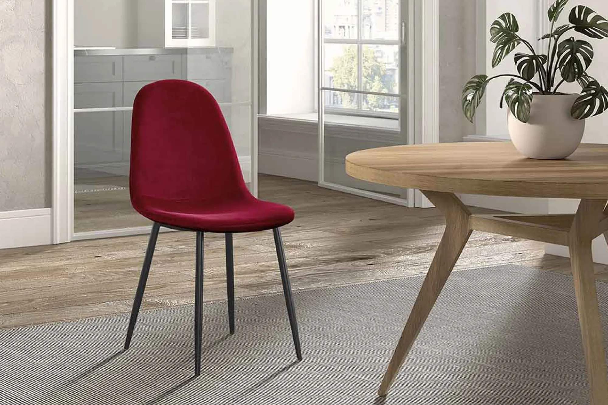 Eetkamerstoelen^Huisenthuis Stoel Lola – Set van 4 Bordeaux
