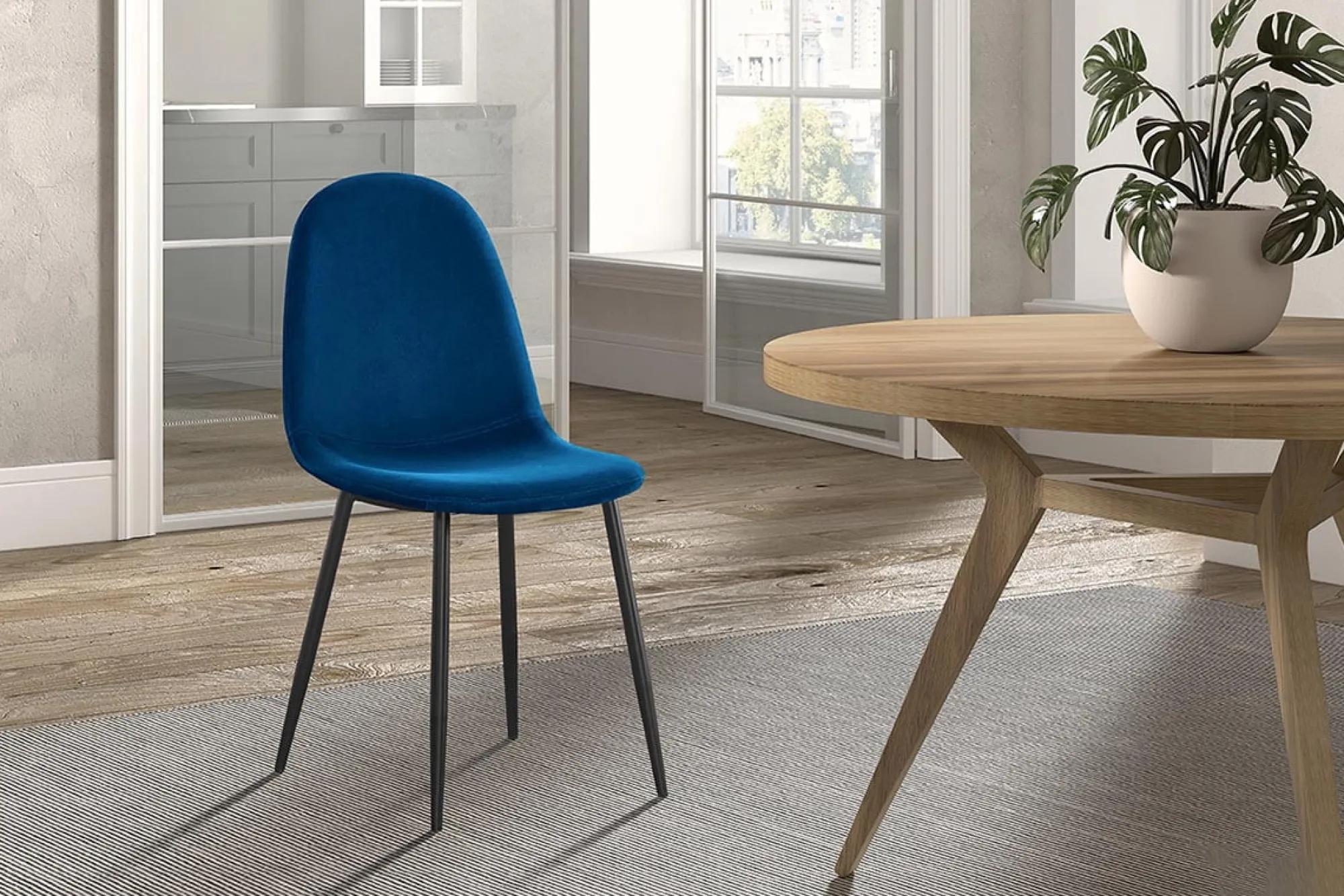 Eetkamerstoelen^Huisenthuis Stoel Lola – Set van 4 Donkerblauw