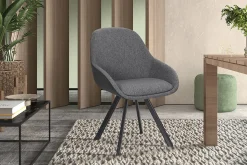 Eetkamerstoelen^Huisenthuis Stoel Malou Grijs-Donkergrijs – Set van 2 Donkergrijs, Grijs