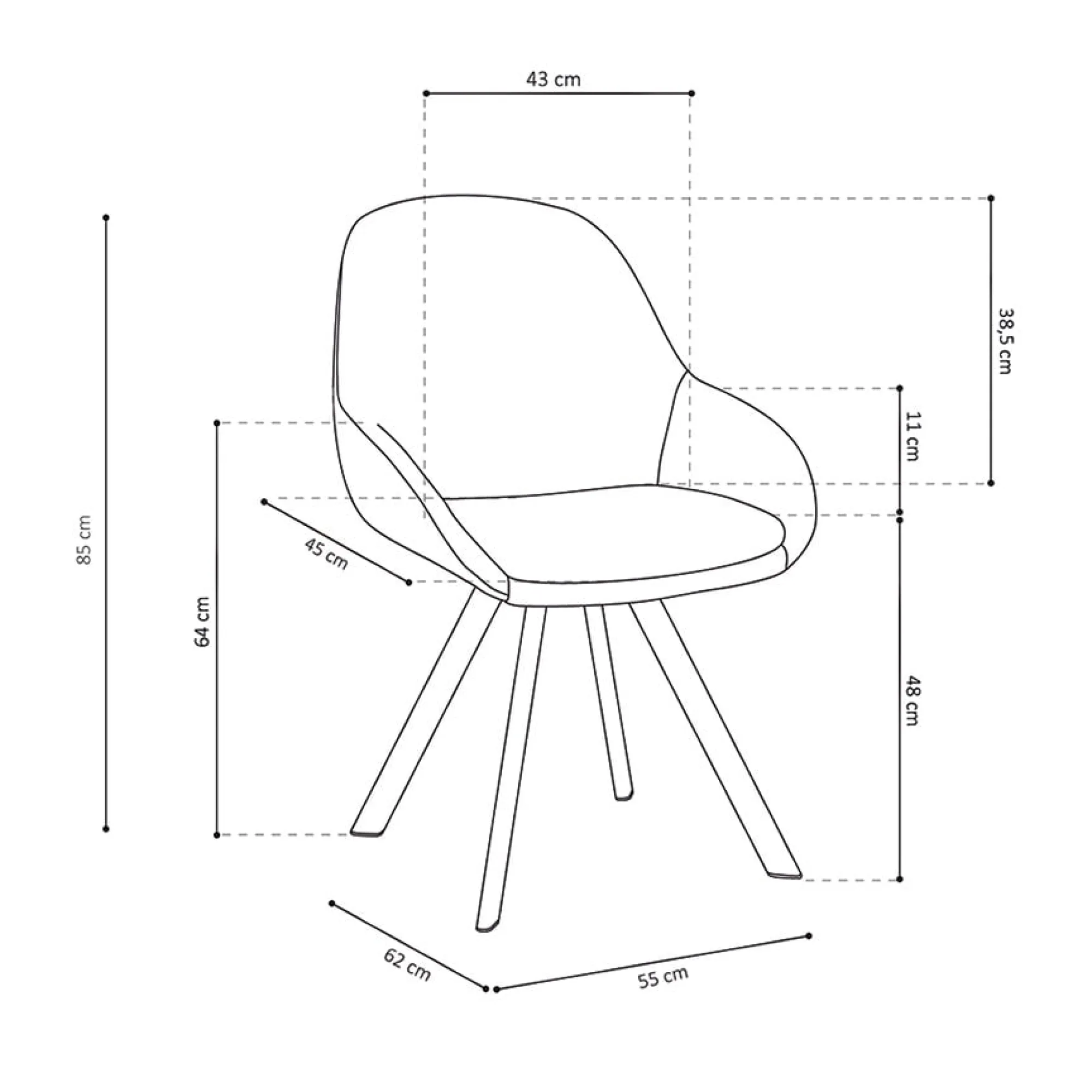 Eetkamerstoelen^Huisenthuis Stoel Malou Roze-Donkergrijs – Set van 2 Donkergrijs, Roze