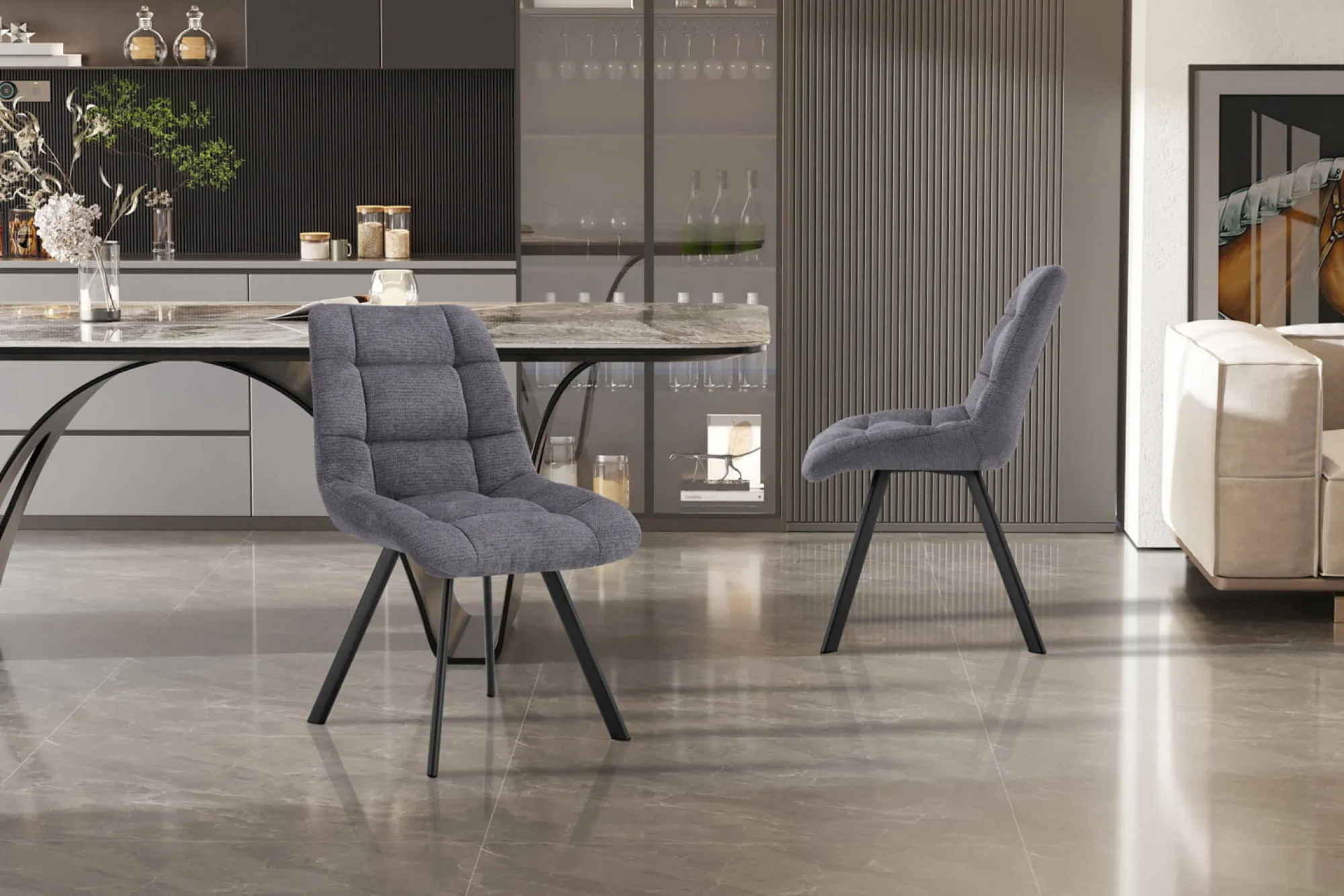 Eetkamerstoelen^Huisenthuis Stoel Margot Donkergrijs – Set van 2