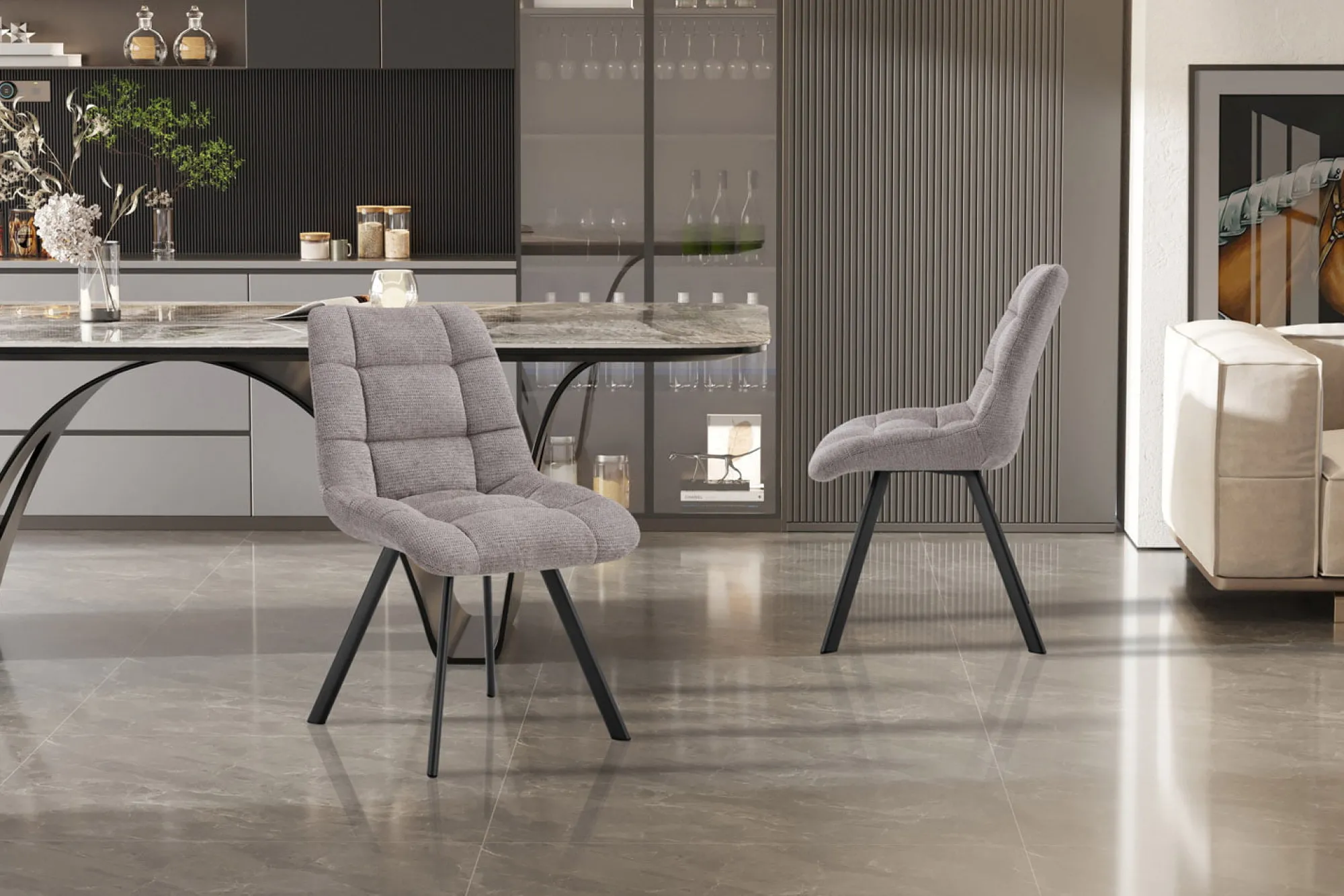 Eetkamerstoelen^Huisenthuis Stoel Margot Lichtgrijs – Set van 2