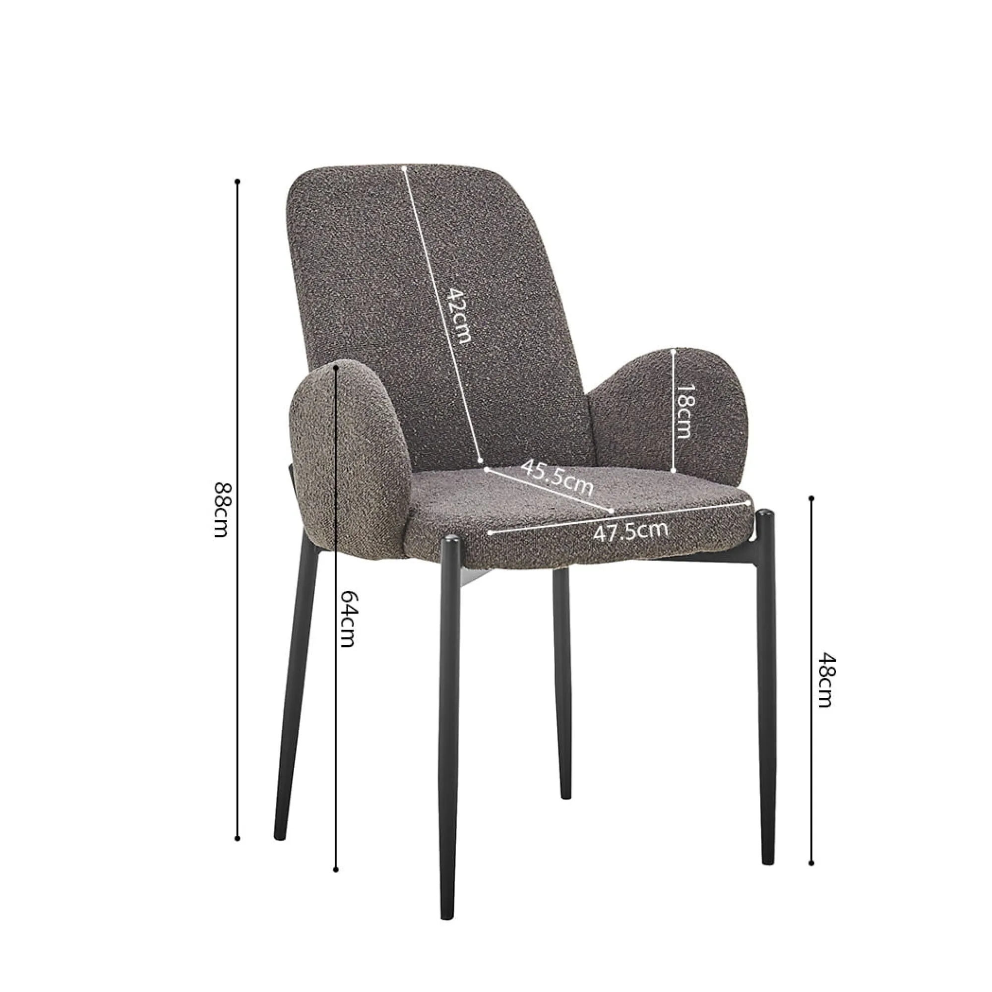 Eetkamerstoelen^Huisenthuis Stoel Maria Bouclé – Set van 2 Grijs
