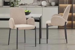 Eetkamerstoelen^Huisenthuis Stoel Maria Bouclé – Set van 2 Zand