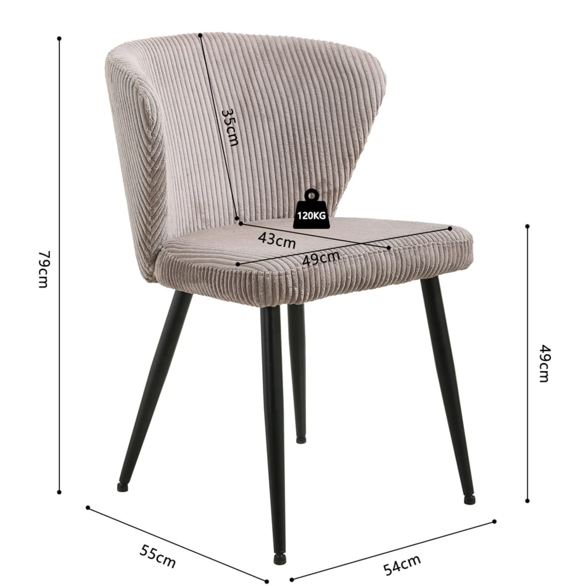 Eetkamerstoelen^Huisenthuis Stoel Marthe Zand Ribstof – Set van 2