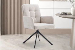 Eetkamerstoelen^Huisenthuis Stoel Mies Stof – Set van 2 Beige