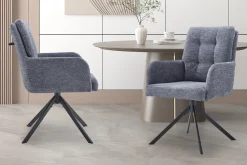 Eetkamerstoelen^Huisenthuis Stoel Mies Stof – Set van 2 Donkergrijs