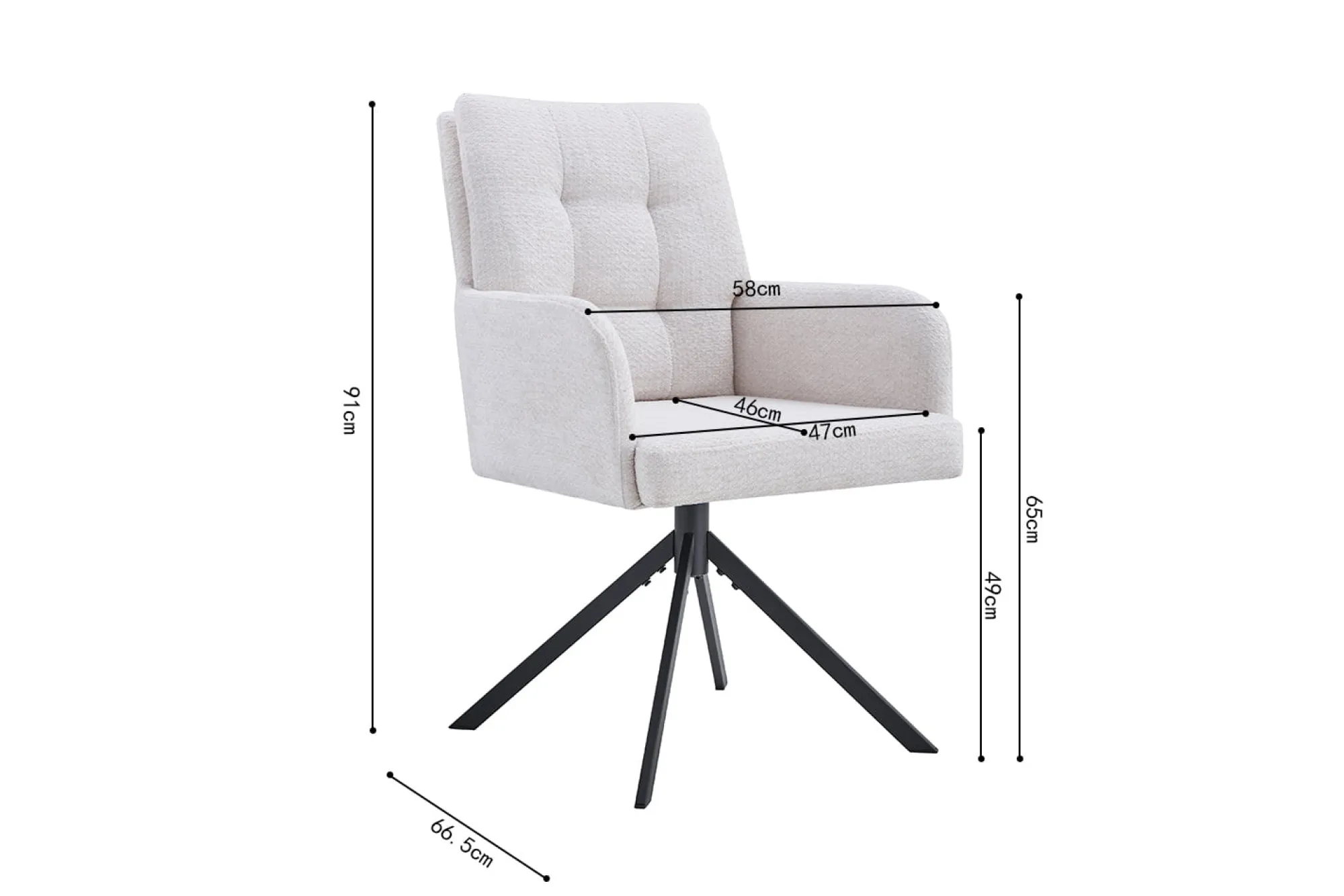 Eetkamerstoelen^Huisenthuis Stoel Mies Stof – Set van 2 Ecru