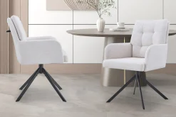 Eetkamerstoelen^Huisenthuis Stoel Mies Stof – Set van 2 Ecru