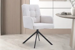 Eetkamerstoelen^Huisenthuis Stoel Mies Stof – Set van 2 Ecru