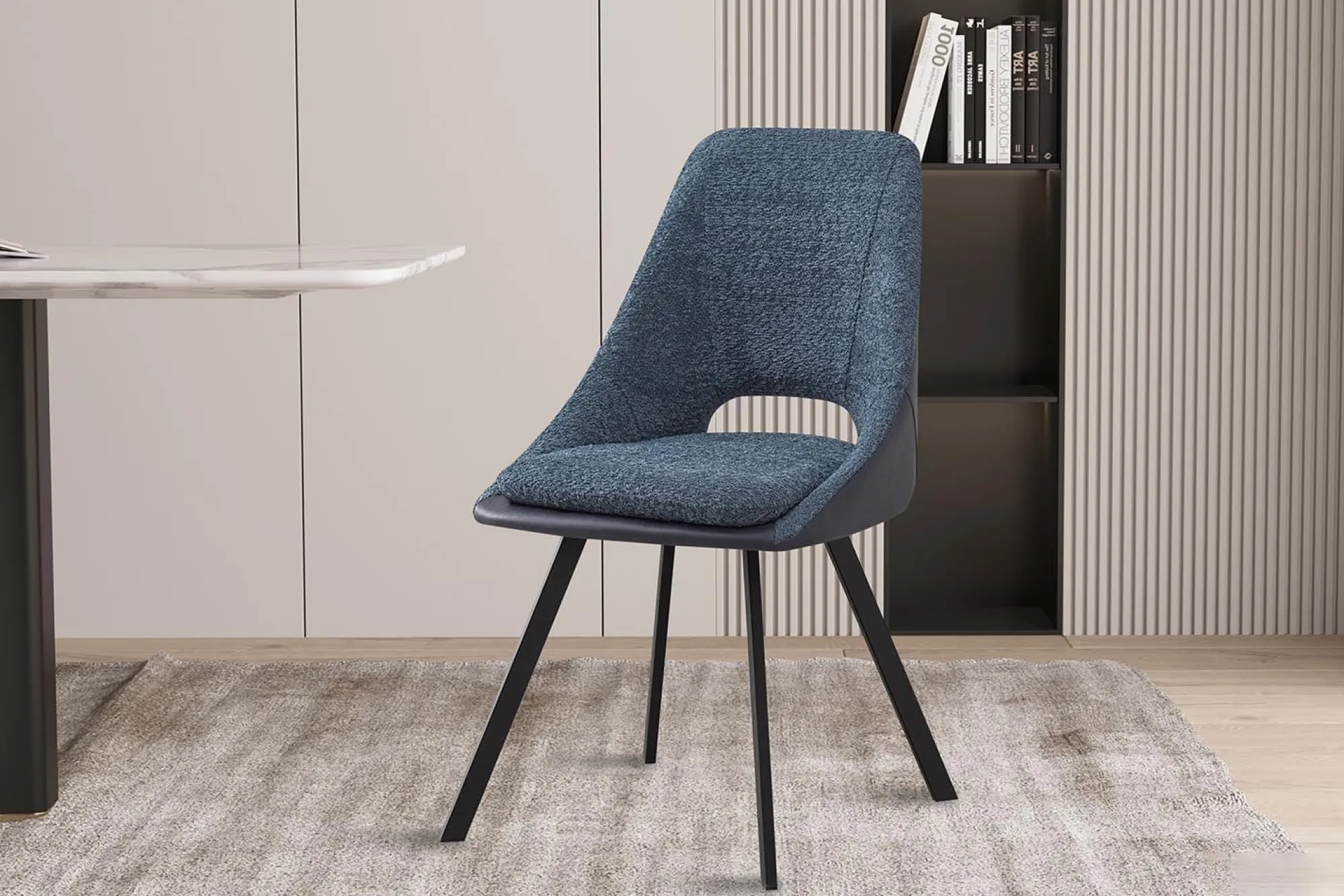 Eetkamerstoelen^Huisenthuis Stoel Nadine Bouclé – Set van 2 Blauw