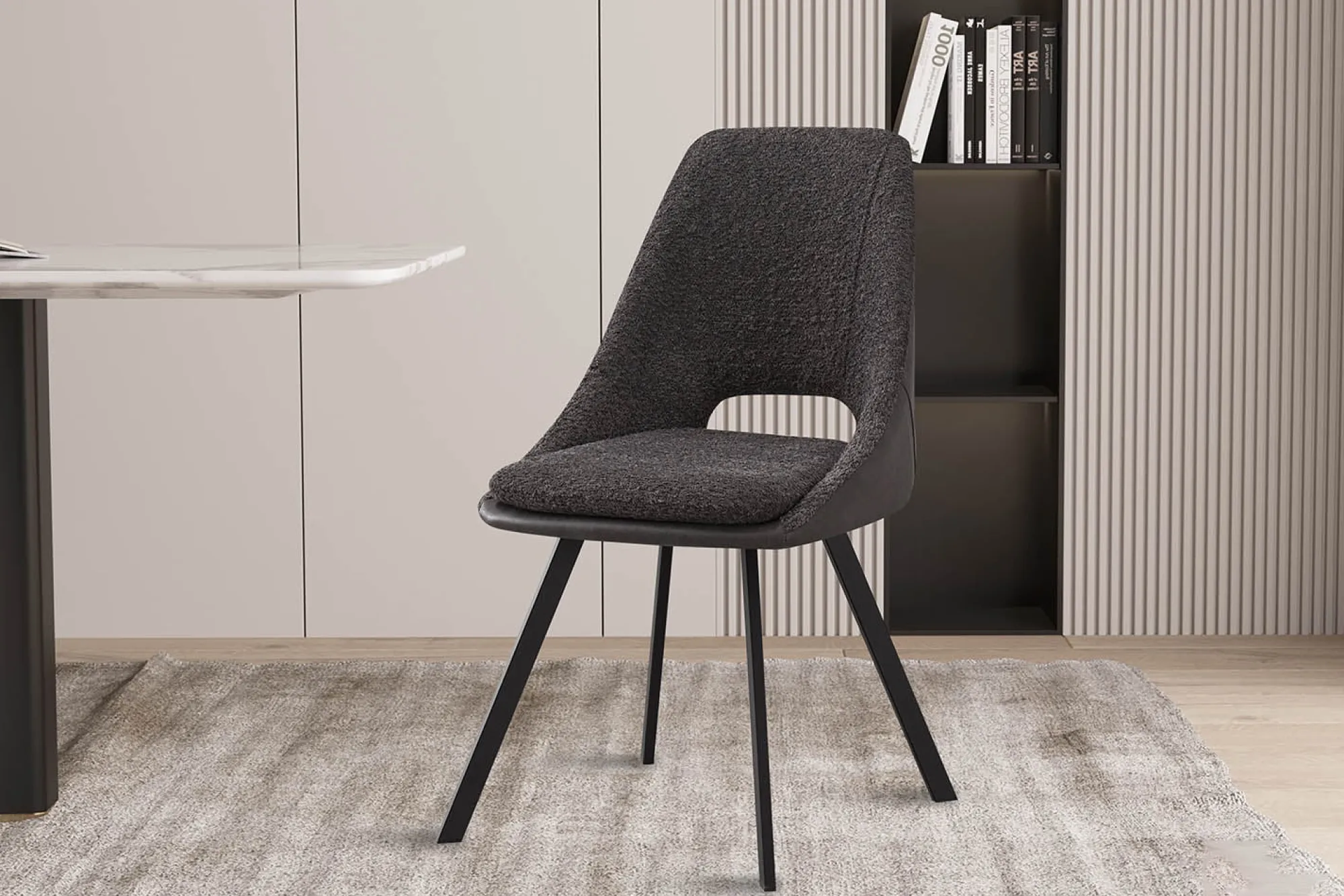 Eetkamerstoelen^Huisenthuis Stoel Nadine Bouclé – Set van 2 Grijs