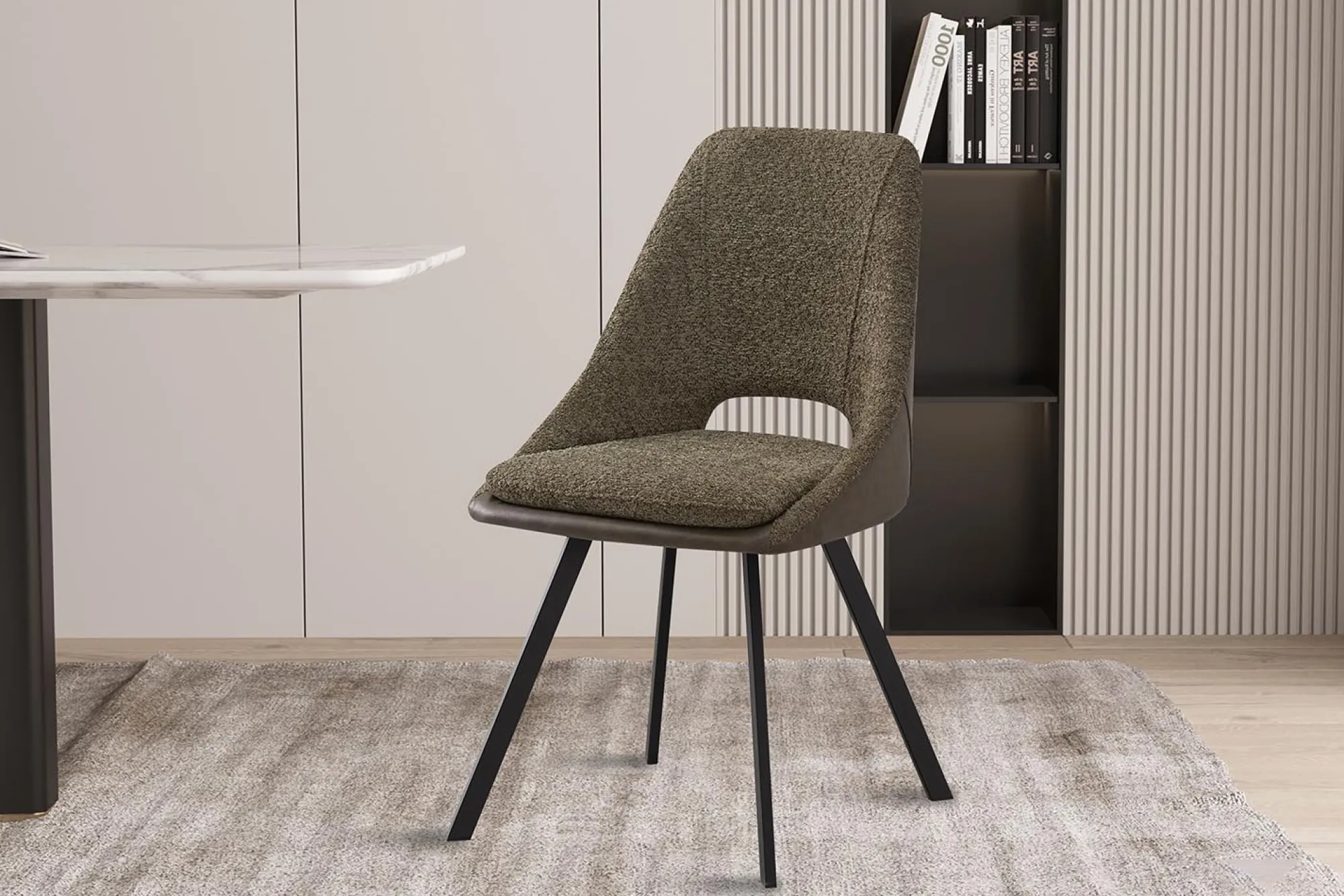 Eetkamerstoelen^Huisenthuis Stoel Nadine Bouclé – Set van 2 Groen