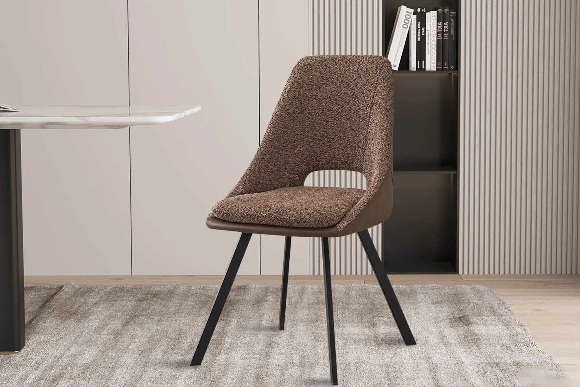 Eetkamerstoelen^Huisenthuis Stoel Nadine Bouclé – Set van 2 Zand