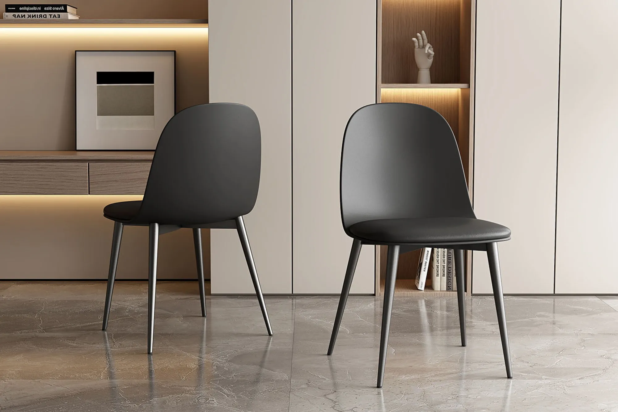 Eetkamerstoelen^Huisenthuis Stoel Noelle – Set van 2 Zwart