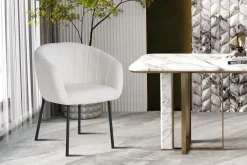 Eetkamerstoelen^Huisenthuis Stoel Pia Bouclé – Set van 2 Wit