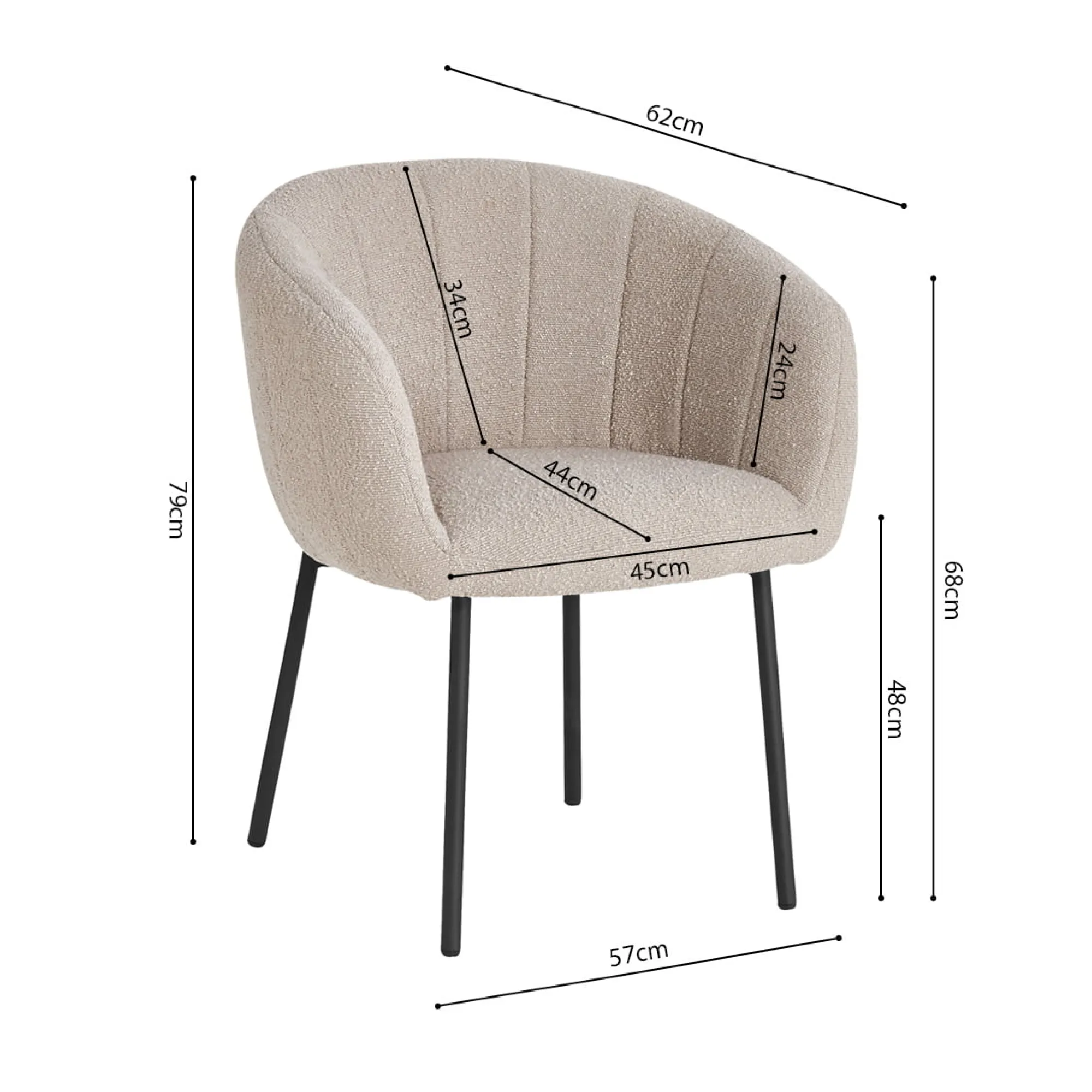 Eetkamerstoelen^Huisenthuis Stoel Pia Bouclé – Set van 2 Zand