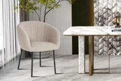 Eetkamerstoelen^Huisenthuis Stoel Pia Bouclé – Set van 2 Zand