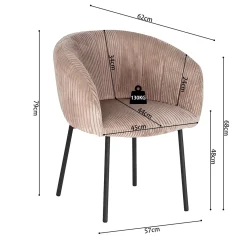 Eetkamerstoelen^Huisenthuis Stoel Pia Zand Ribstof – Set van 2