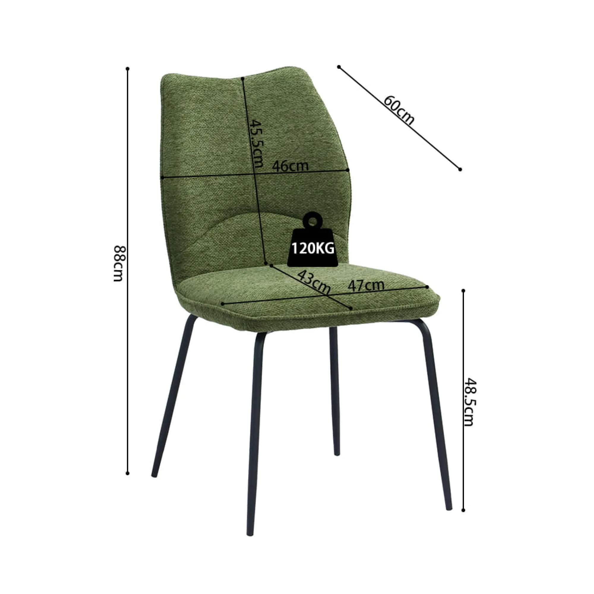 Eetkamerstoelen^Huisenthuis Stoel Quincy Groen – Set van 2