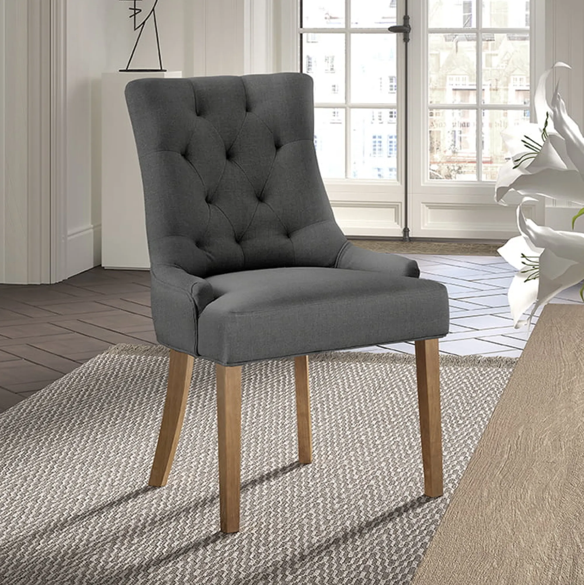Eetkamerstoelen^Huisenthuis Stoel Sevilla – Set van 2 Antraciet