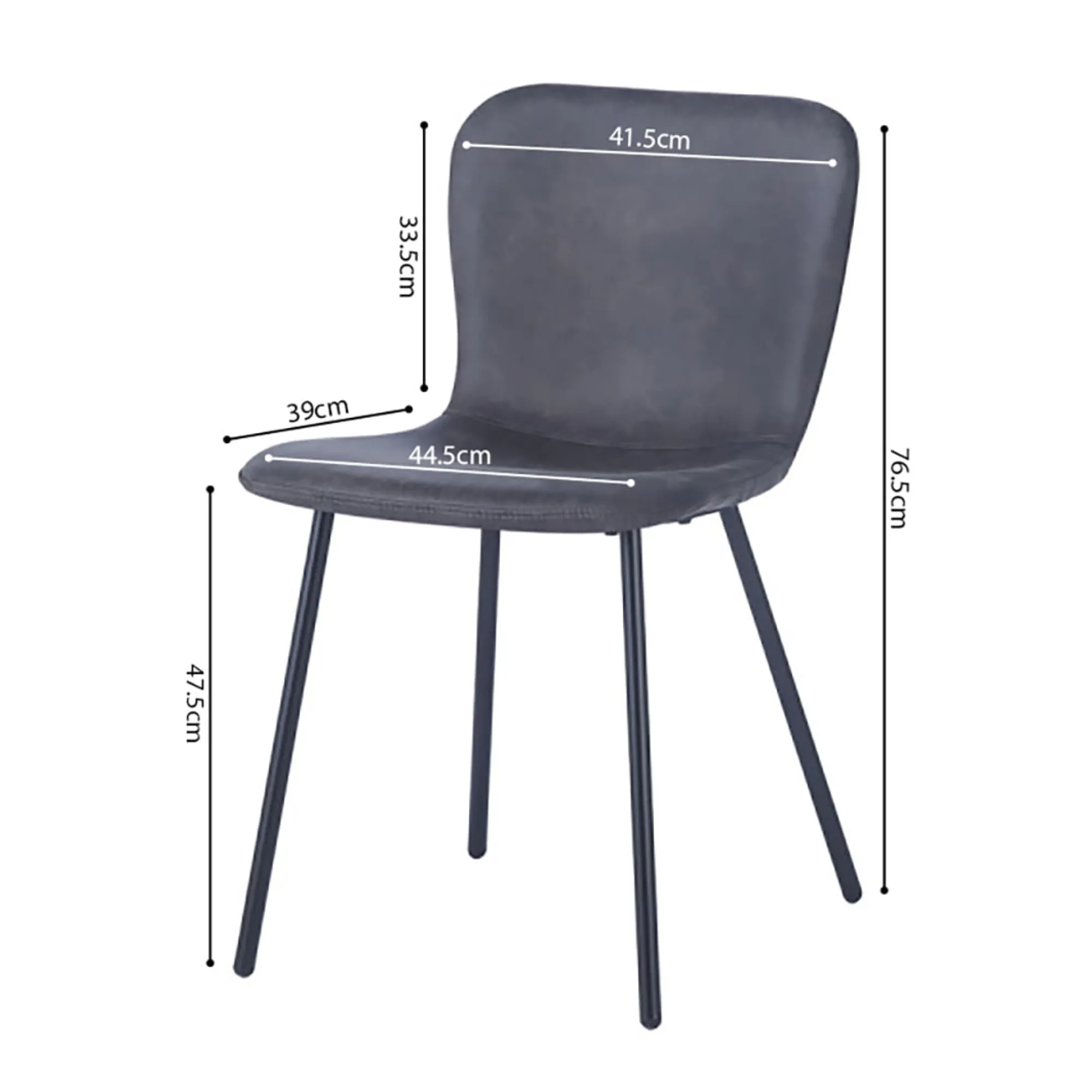 Eetkamerstoelen^Huisenthuis Stoel Stella – Set van 2 Donkergrijs