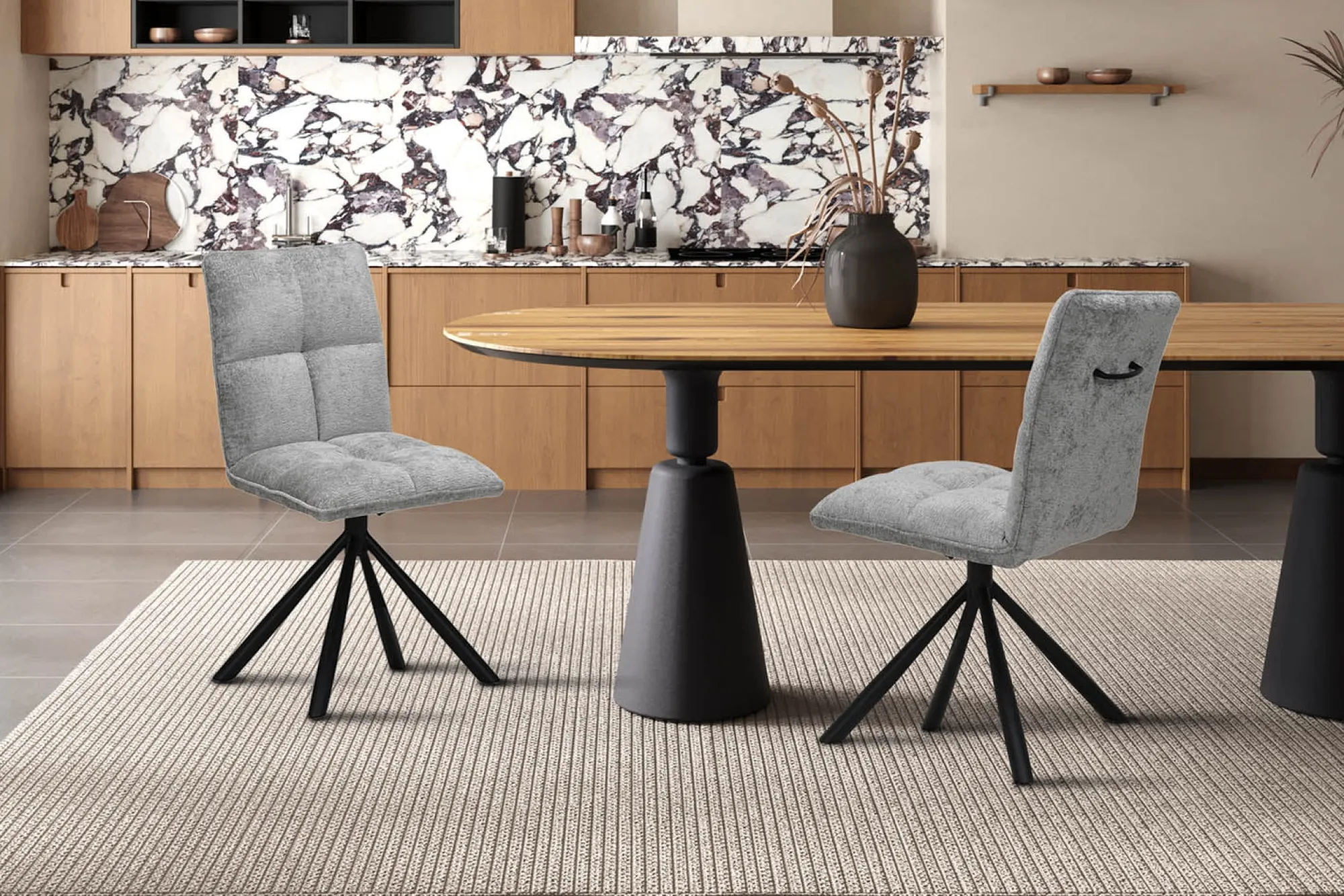 Eetkamerstoelen^Huisenthuis Stoel Yinthe Lichtgrijs – Set van 2