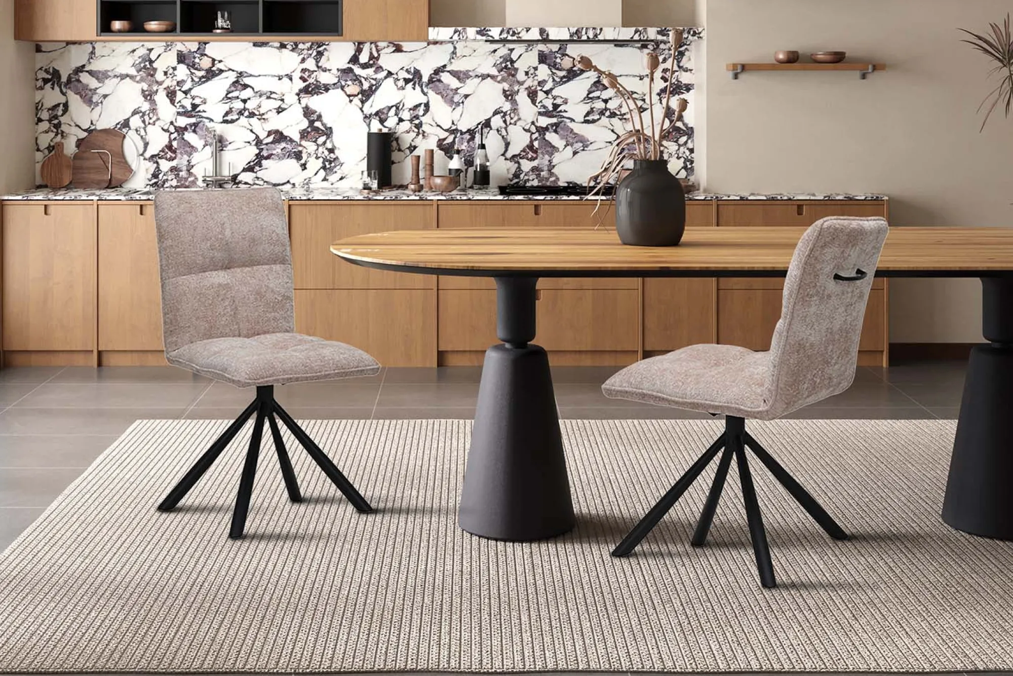 Eetkamerstoelen^Huisenthuis Stoel Yinthe Zand – Set van 2