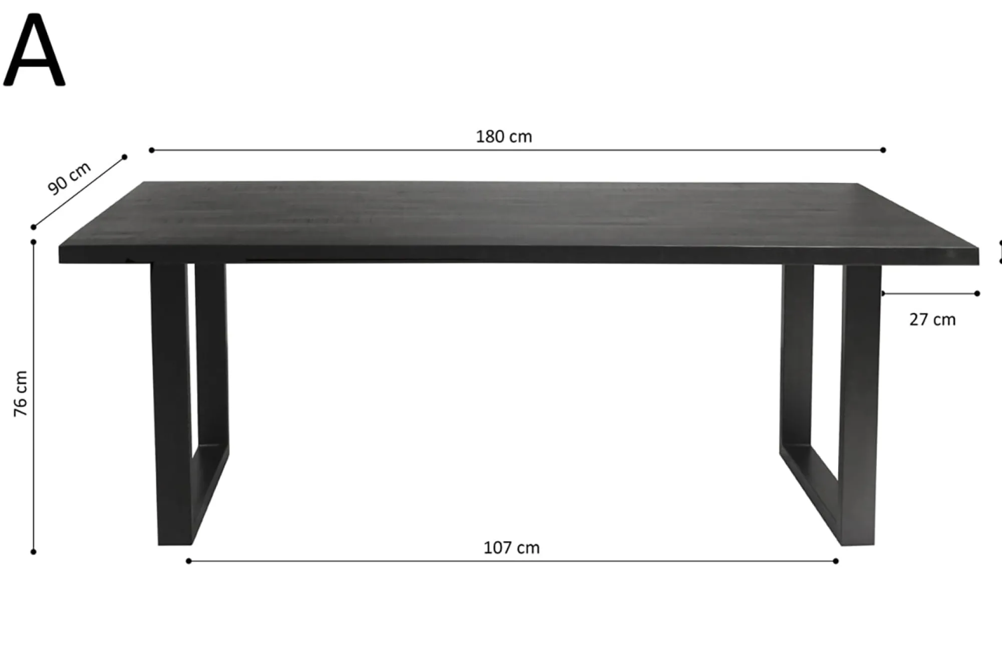 Eetkamertafels^Huisenthuis Tafel Nena Zwart 180 cm