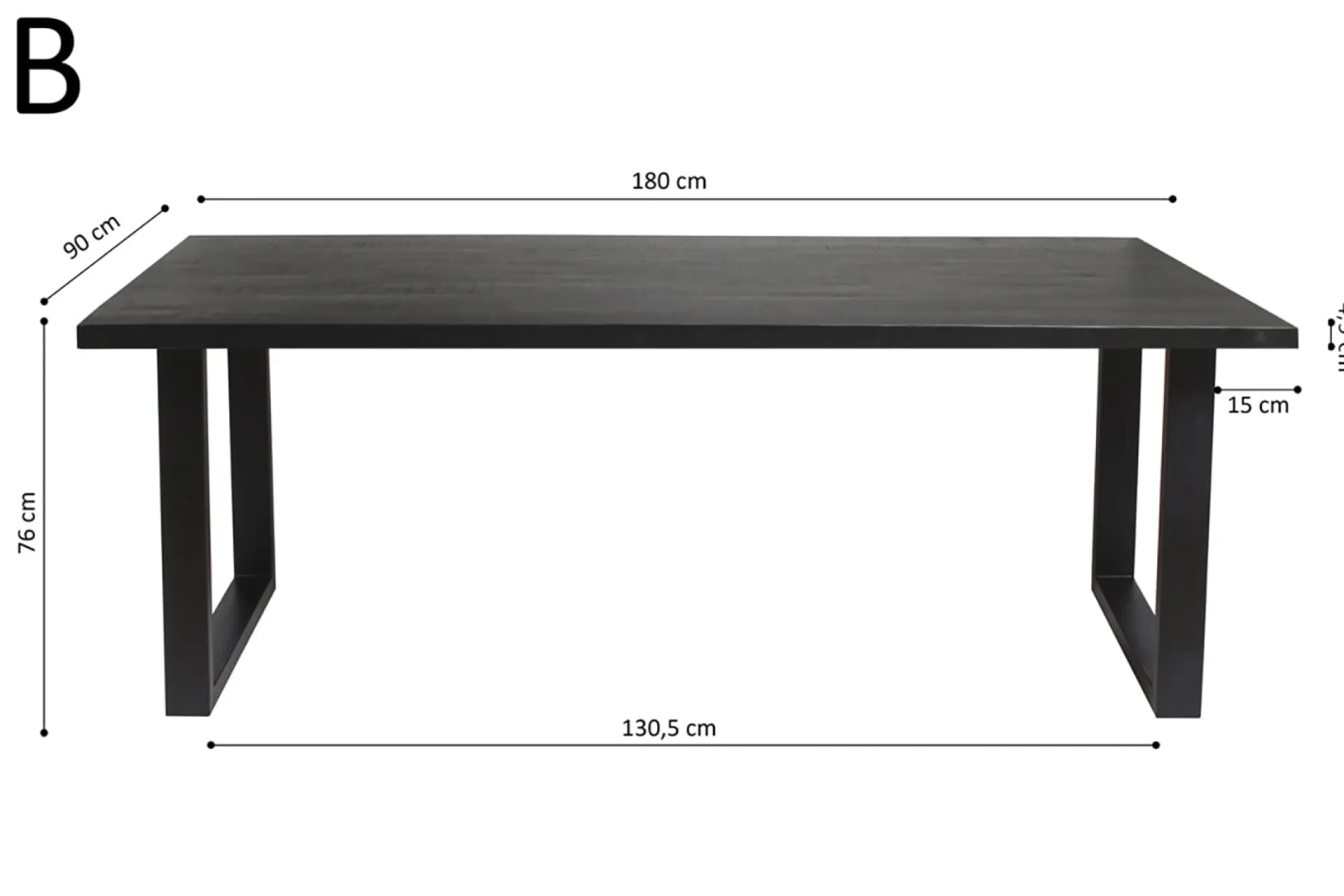 Eetkamertafels^Huisenthuis Tafel Nena Zwart 180 cm