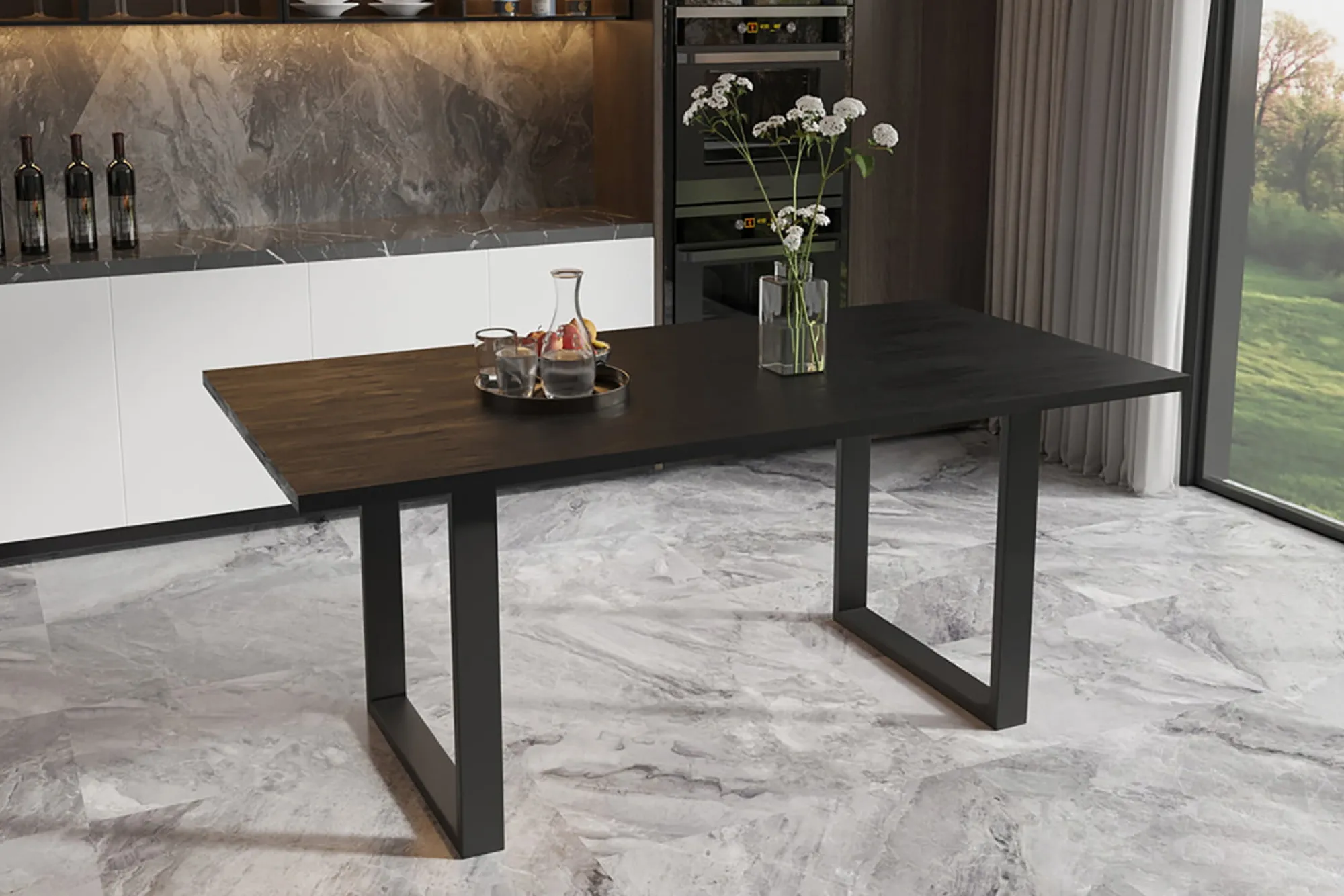 Eetkamertafels^Huisenthuis Tafel Nena Zwart 180 cm