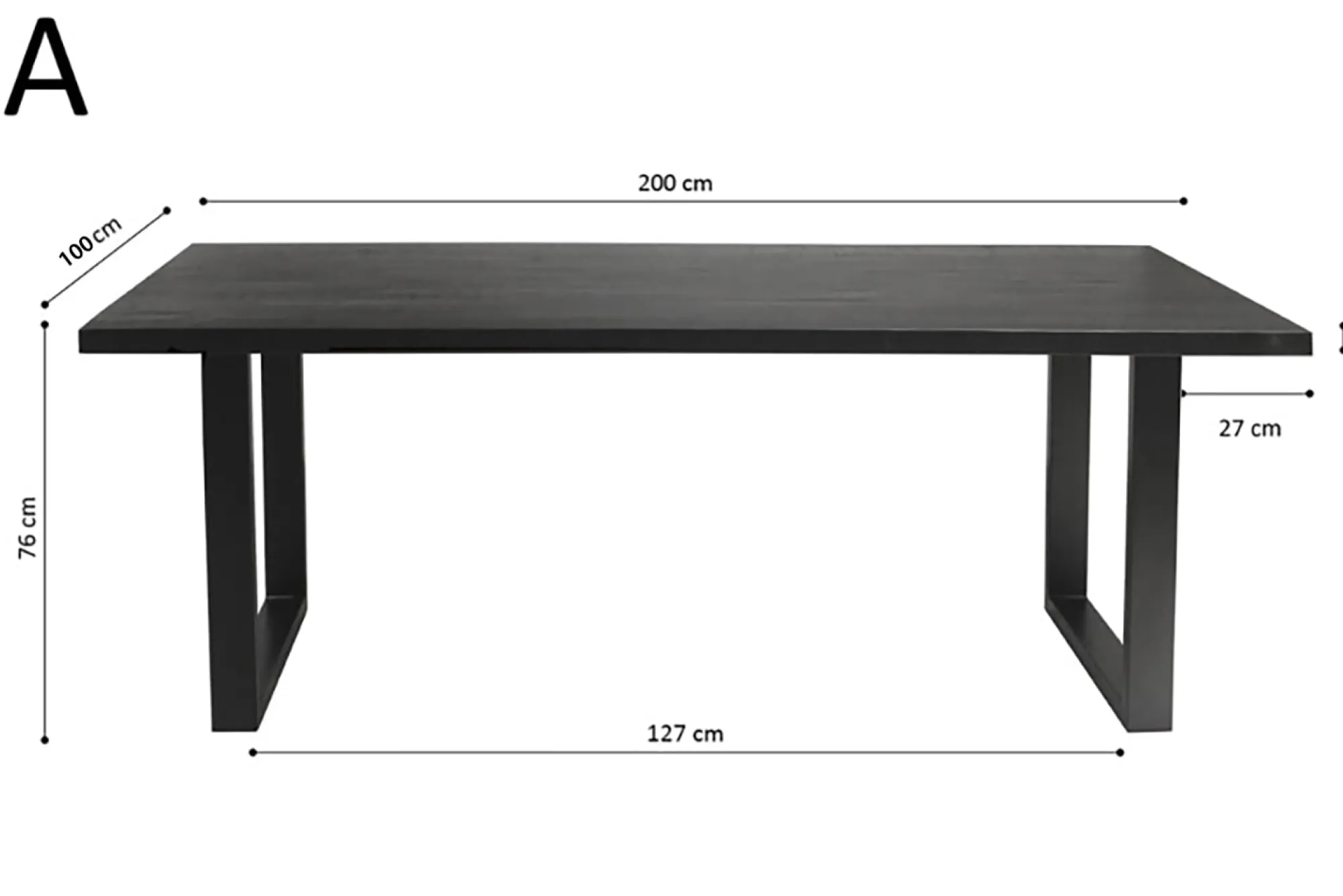 Eetkamertafels^Huisenthuis Tafel Nena Zwart 200 cm