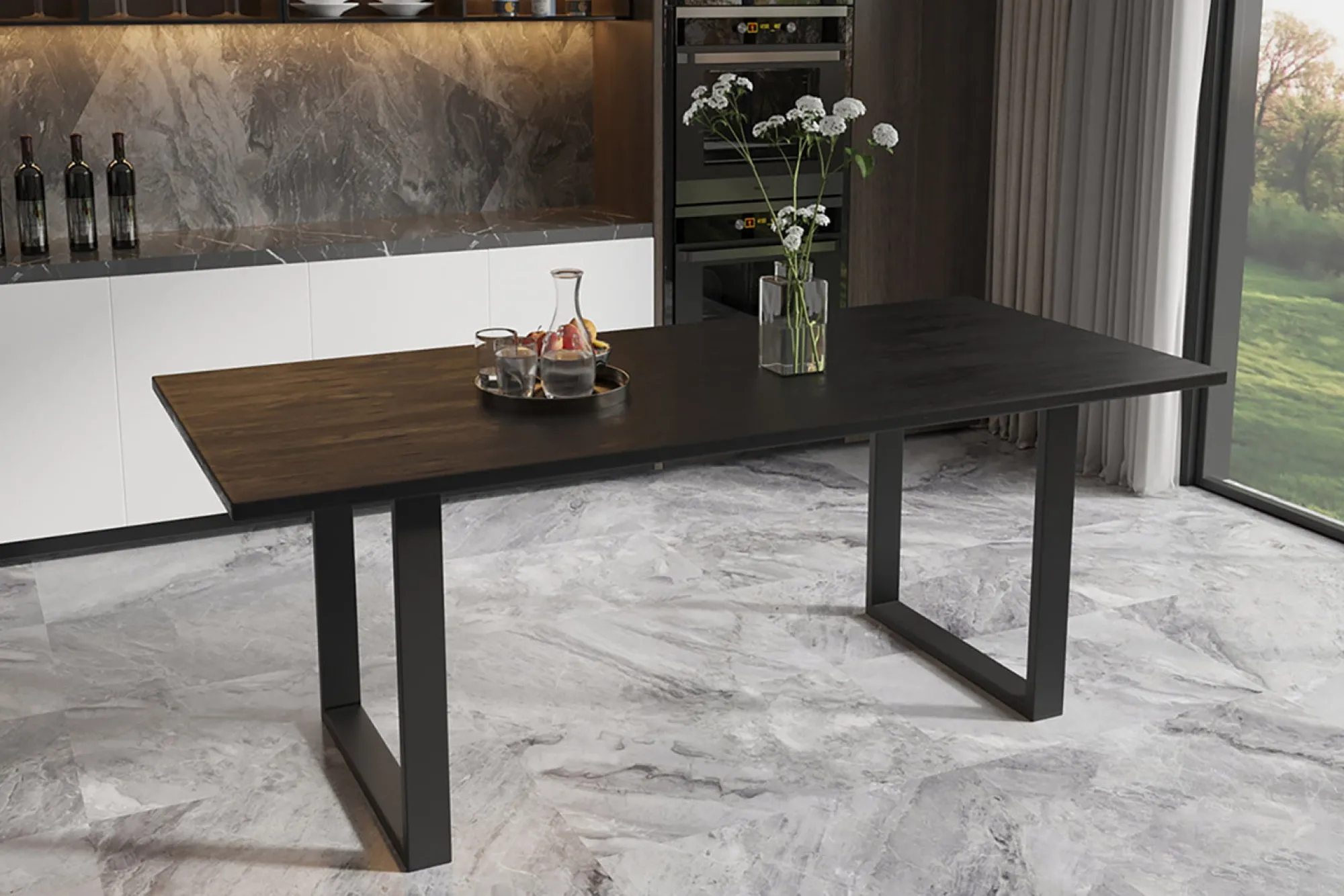 Eetkamertafels^Huisenthuis Tafel Nena Zwart 200 cm