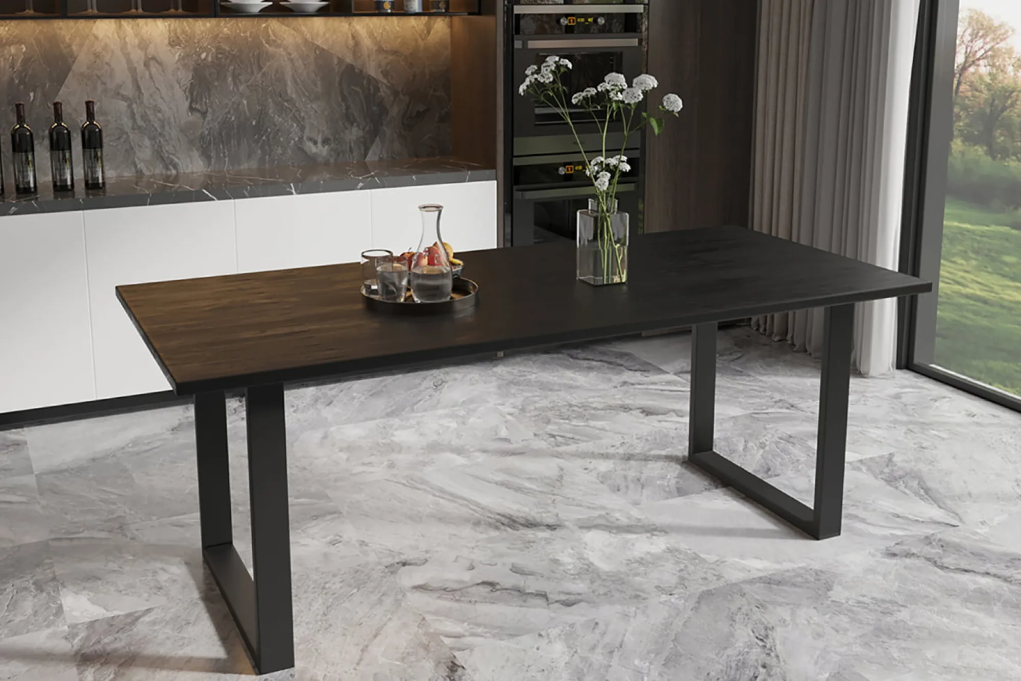 Eetkamertafels^Huisenthuis Tafel Nena Zwart 200 cm