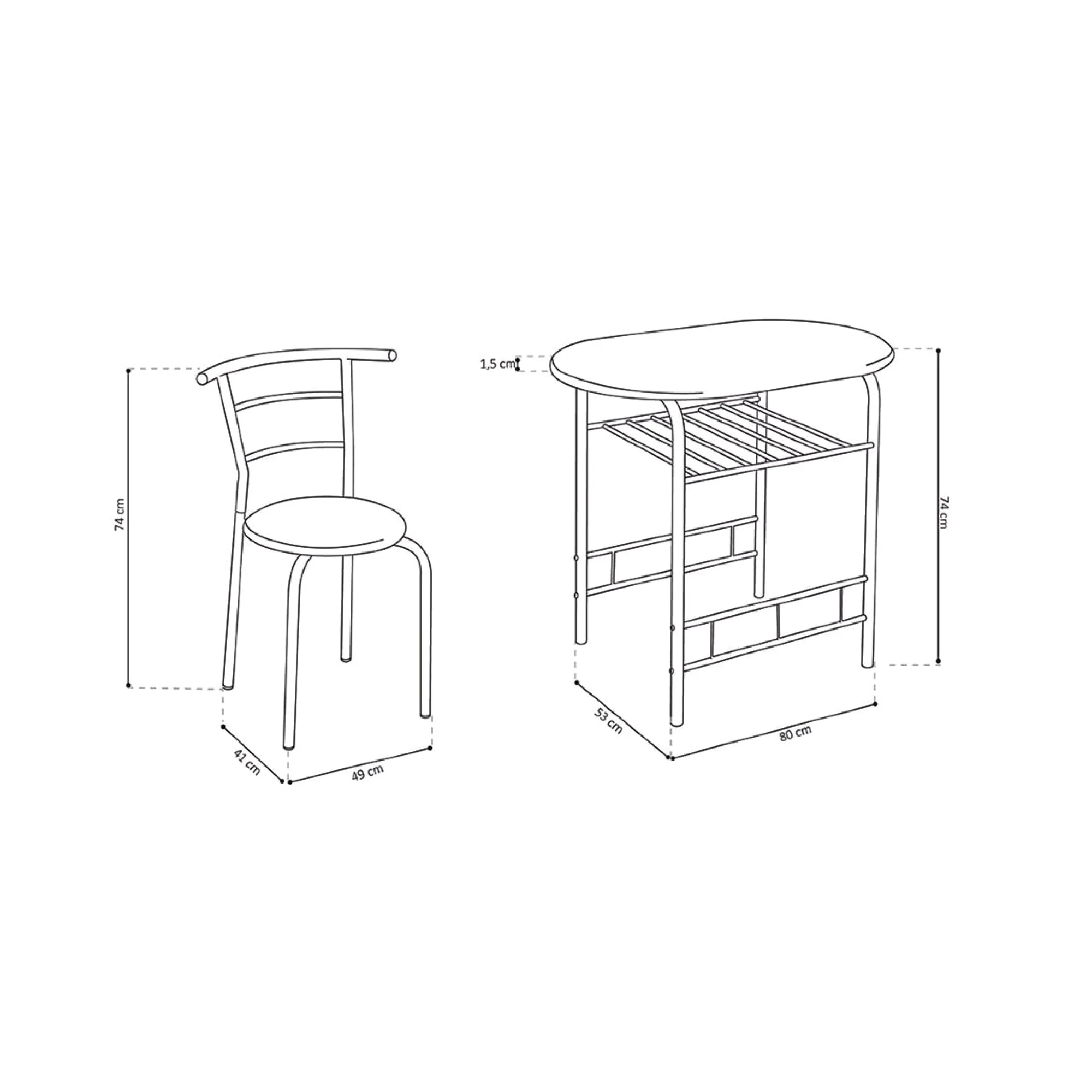 Woonaccessoires|Eetkamertafels^Huisenthuis Tafelset Bella Zwart