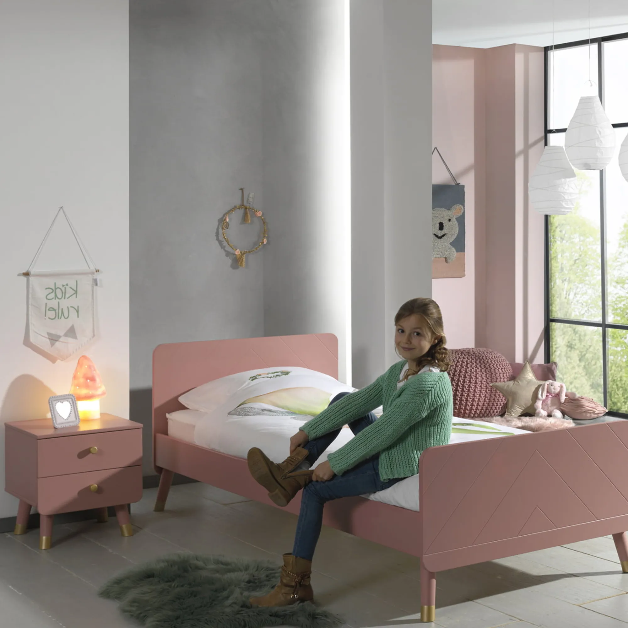 Kinderbedden^Huisenthuis Tienerbed Eline-R Roze