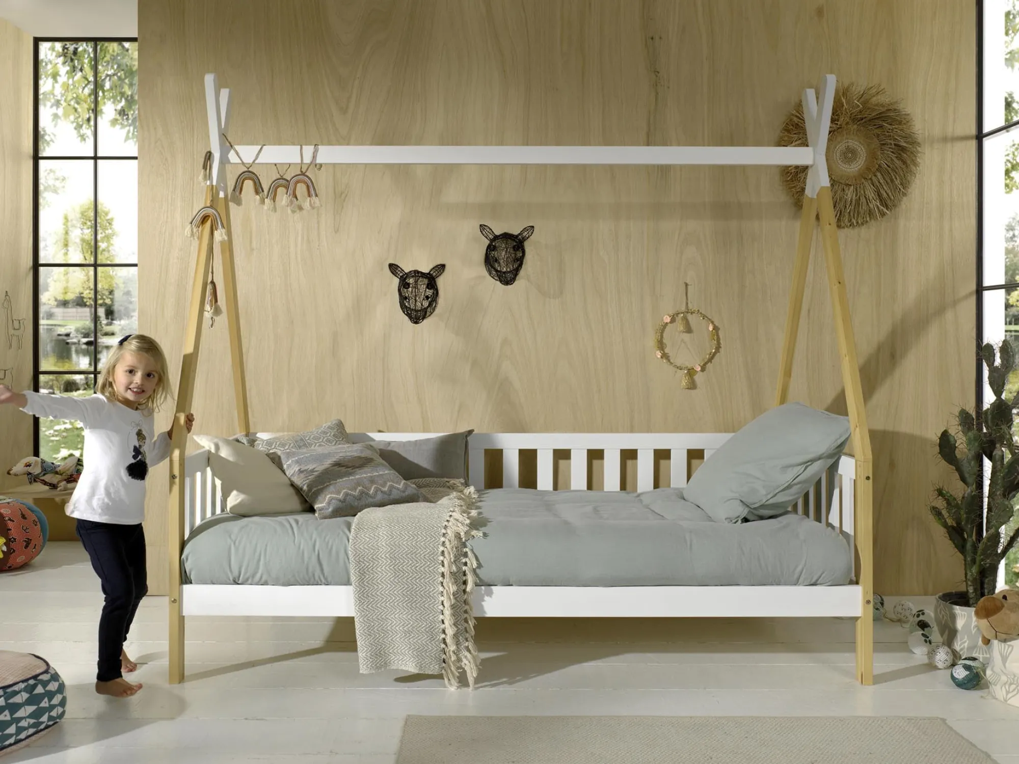 Kinderbedden^Huisenthuis Tipibed Winnetou Wit 90×200 cm – Met uitvalbeveiliging