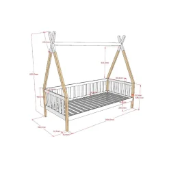 Kinderbedden^Huisenthuis Tipibed Winnetou Wit 90×200 cm – Met uitvalbeveiliging